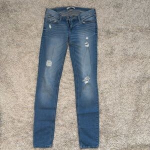 Hollister Women's Distressed Skinny Jeans - Blue